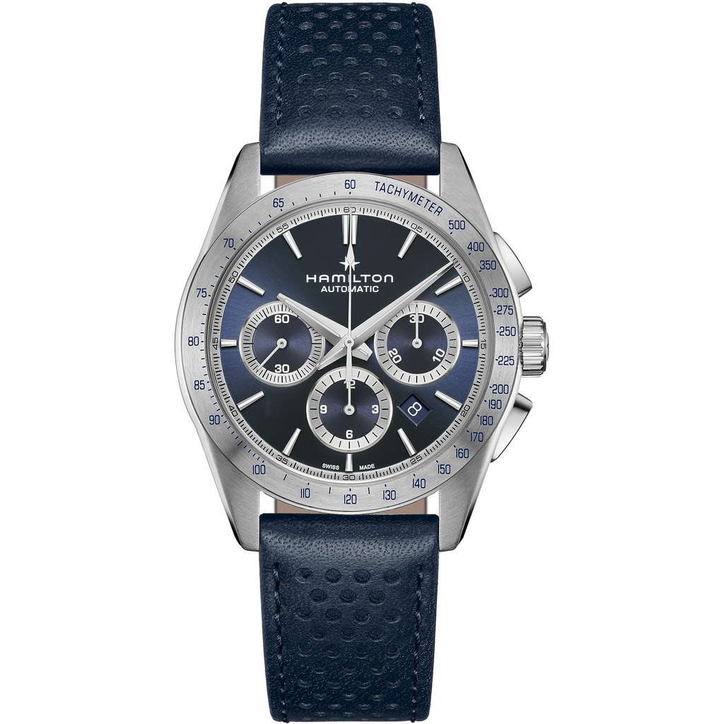 Hamilton Jazzmaster Performer Auto Chrono Blue on leather