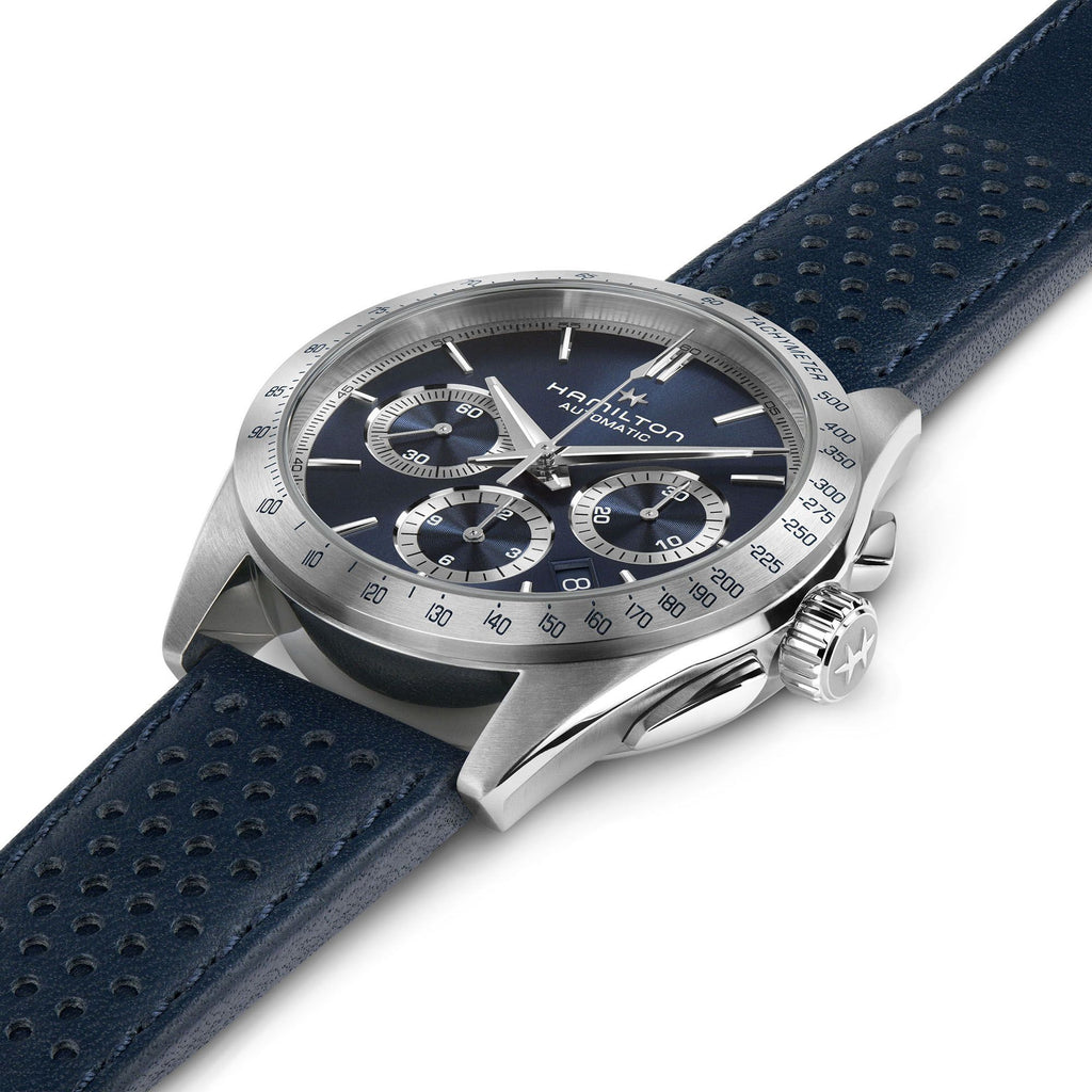 Hamilton Jazzmaster Performer Auto Chrono Blue on leather