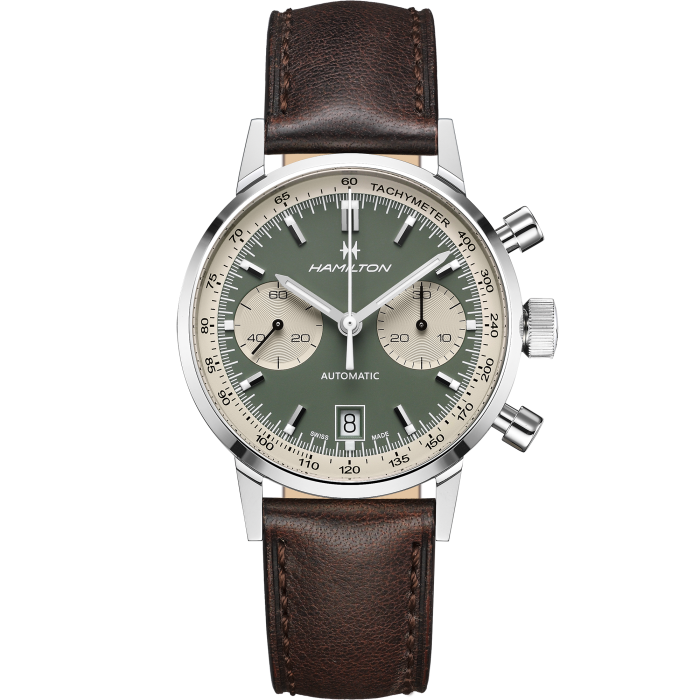 Hamilton American Classic Intra-Matic Auto Chrono Green on Leather