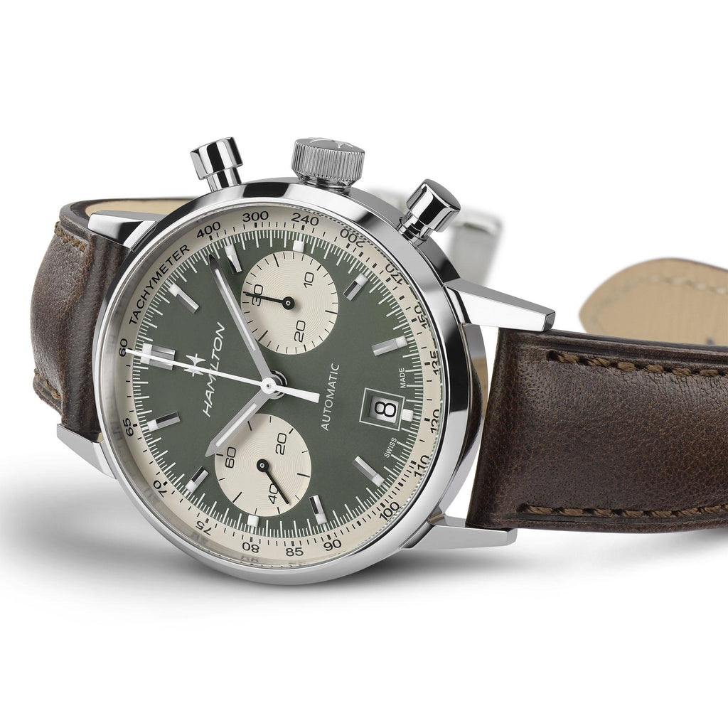 Hamilton American Classic Intra-Matic Auto Chrono Green on Leather