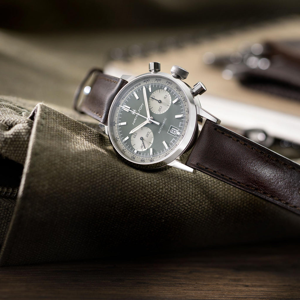Hamilton American Classic Intra-Matic Auto Chrono Green on Leather