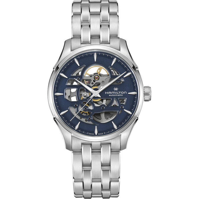 Hamilton Jazzmaster Skeleton Blue Auto on Bracelet 40mm