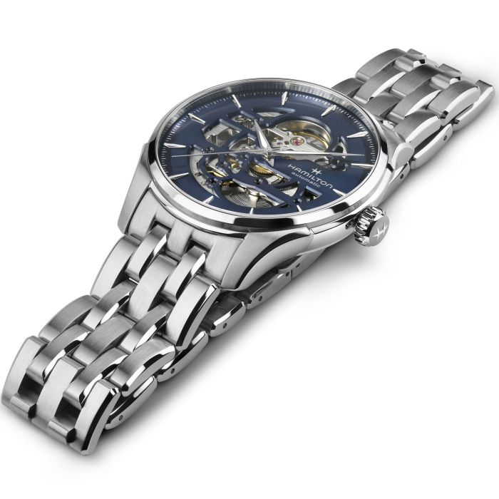 Hamilton Jazzmaster Skeleton Blue Auto on Bracelet 40mm