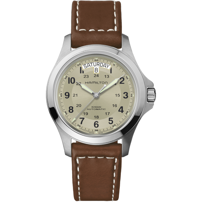 Hamilton Khaki Field King Auto Beige on Leather