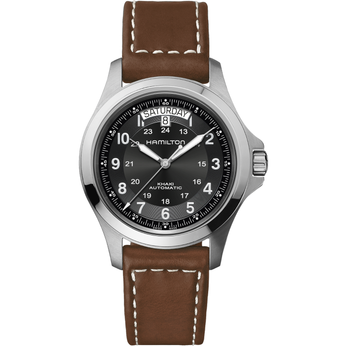 Hamilton Khaki Field King Auto Black on Leather