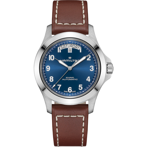 Hamilton Khaki Field King Auto Day-Date Blue on leather strap