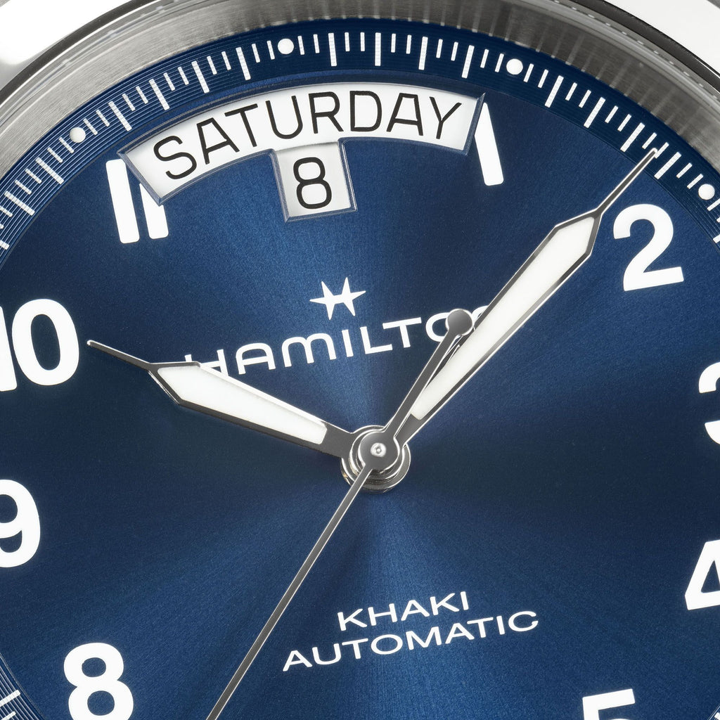 Hamilton Khaki Field King Auto Day-Date Blue on leather strap