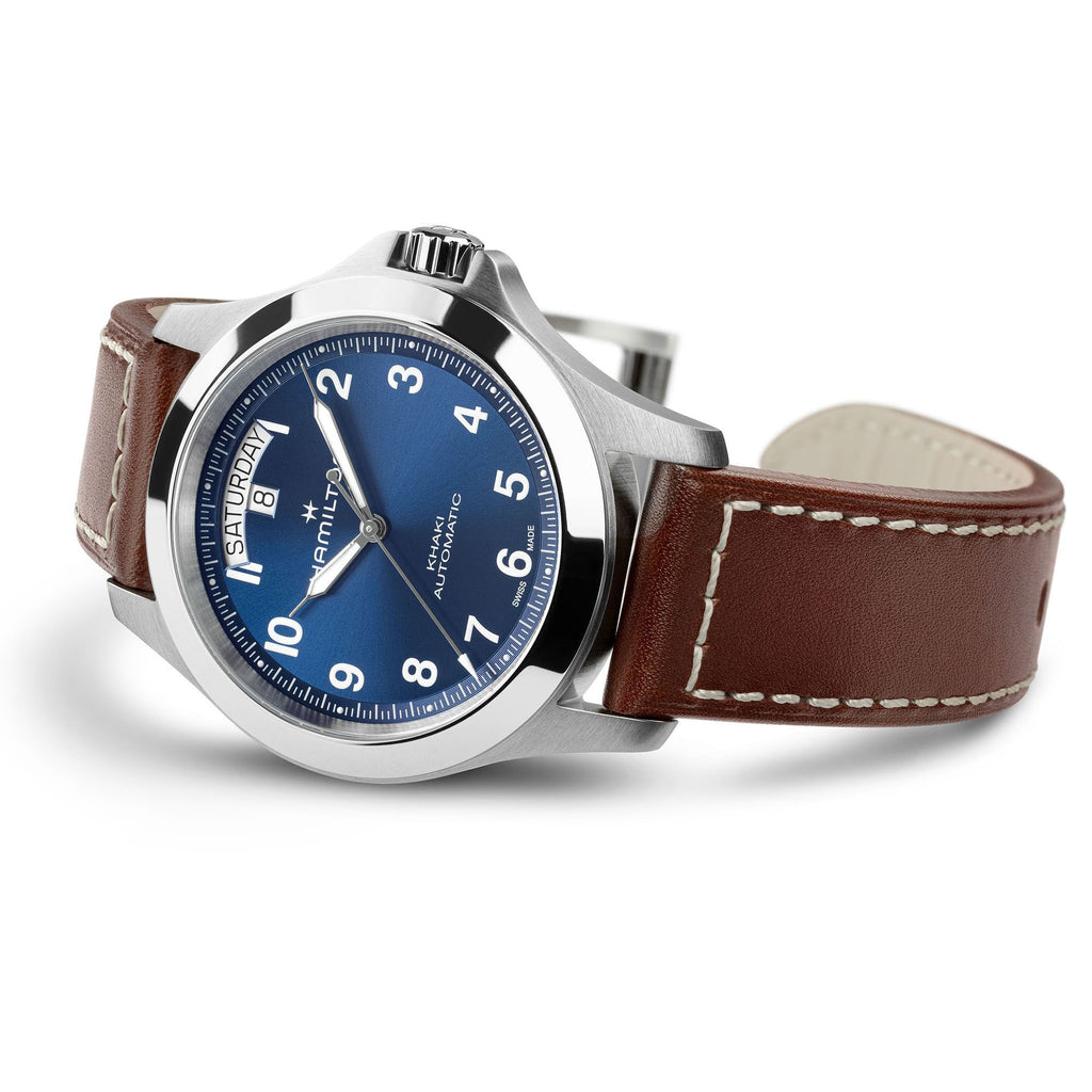 Hamilton Khaki Field King Auto Day-Date Blue on leather strap