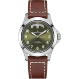Hamilton Khaki Field King Auto Day-Date Green on leather strap