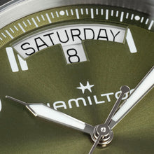 Load image into Gallery viewer, Hamilton Khaki Field King Auto Day-Date Green on leather strap