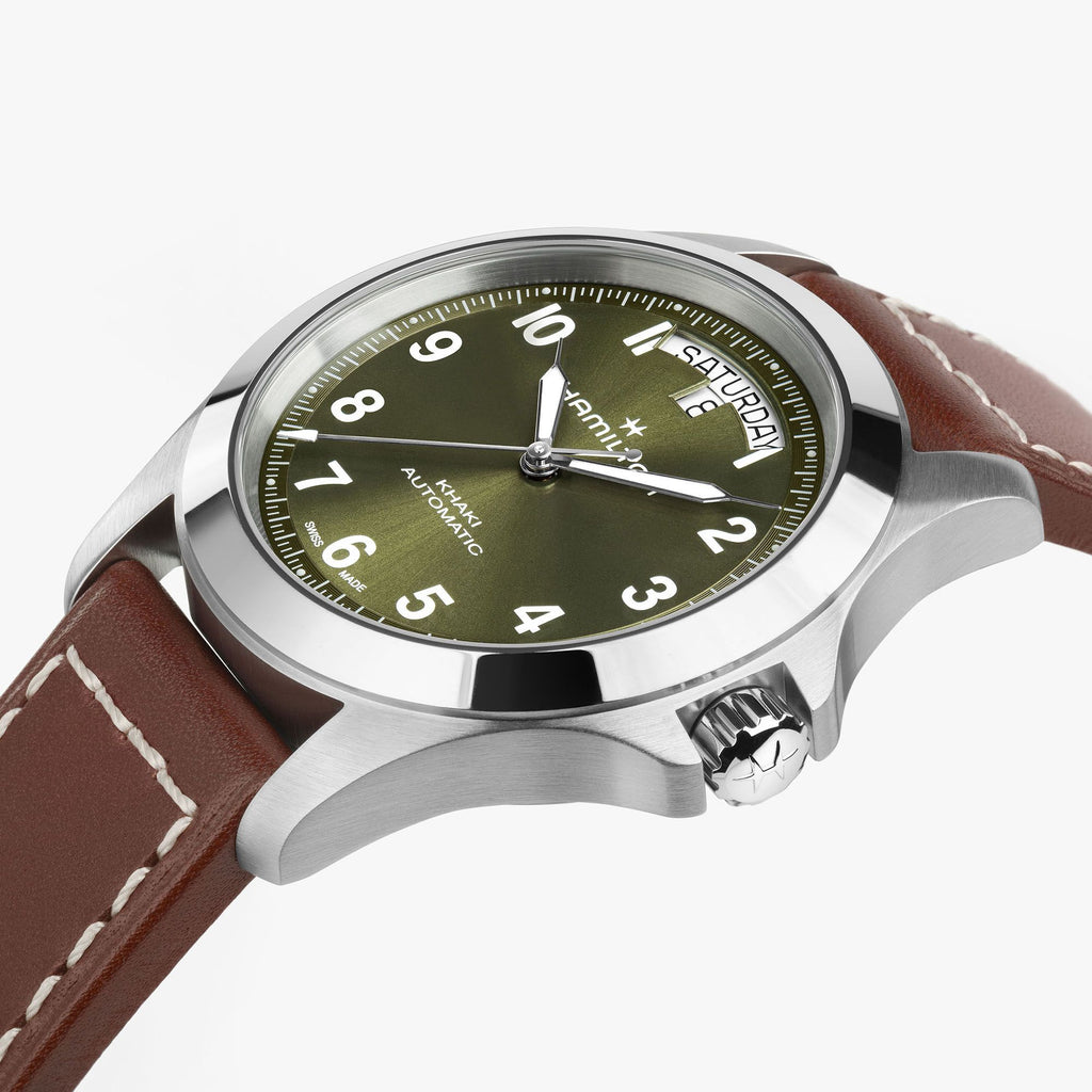 Hamilton Khaki Field King Auto Day-Date Green on leather strap