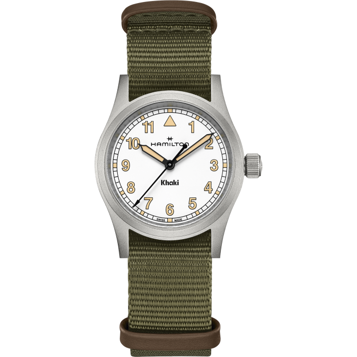 Hamilton Khaki Field Quartz 33mm White on Green Nato