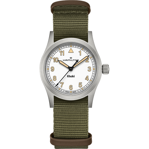 Hamilton Khaki Field Quartz 33mm White on Green Nato