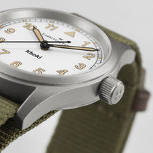 Load image into Gallery viewer, Hamilton Khaki Field Quartz 33mm White on Green Nato