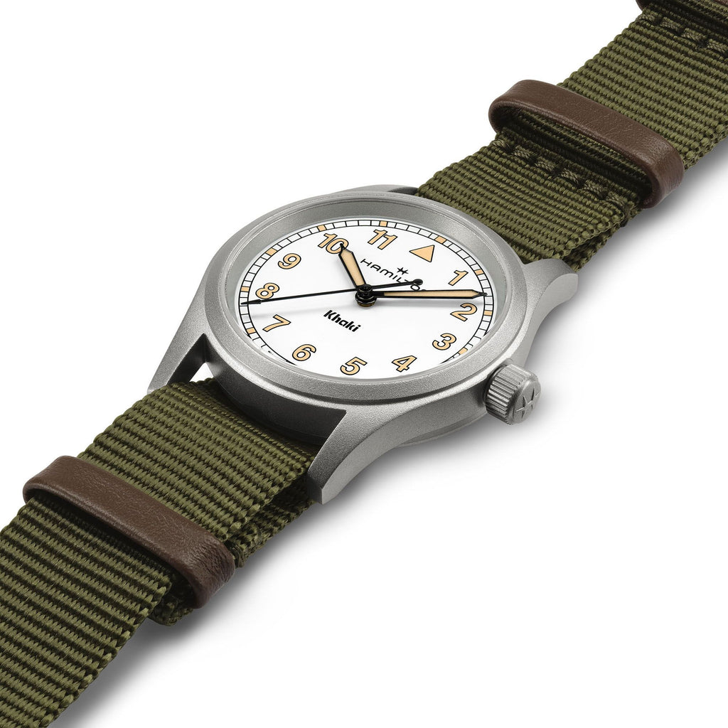 Hamilton Khaki Field Quartz 33mm White on Green Nato