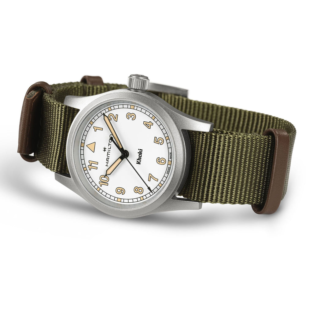 Hamilton Khaki Field Quartz 33mm White on Green Nato