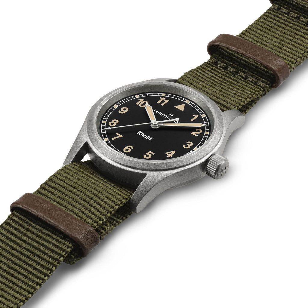 Hamilton Khaki Field Quartz 33mm Black on Green Nato