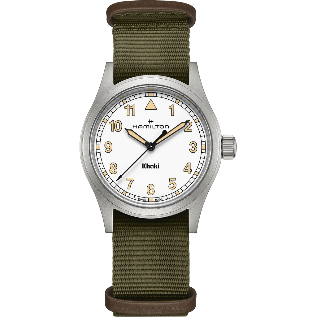 Hamilton Khaki Field Quartz 38mm White on Green Nato