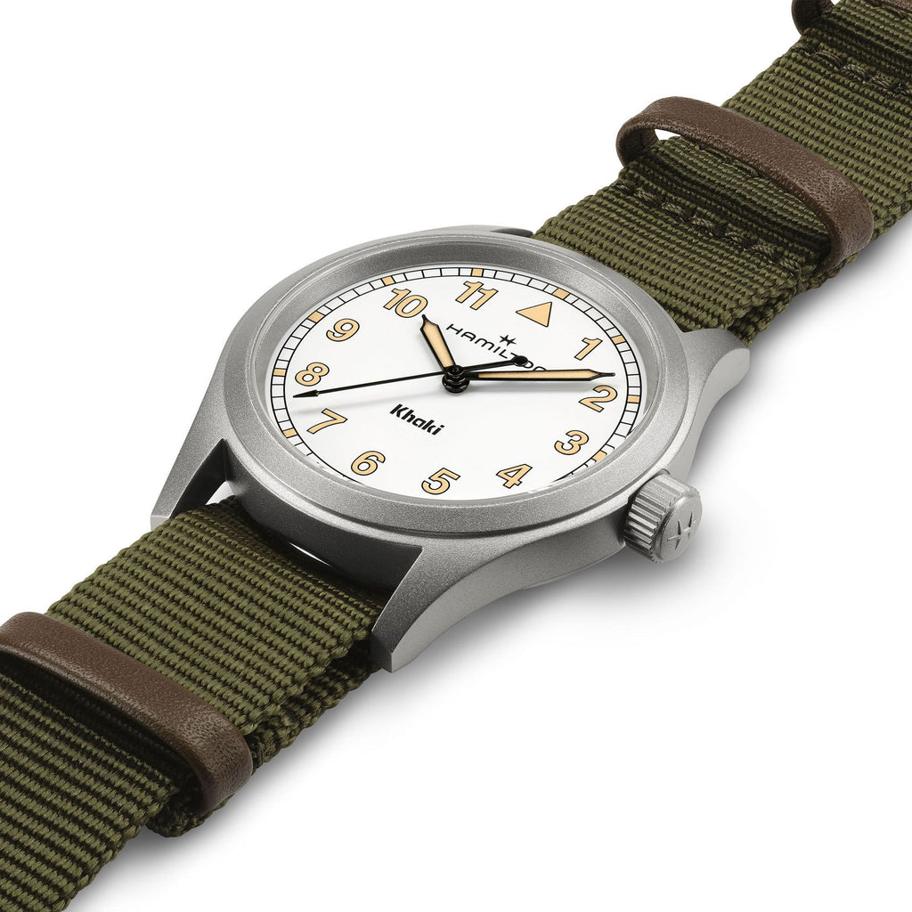 Hamilton Khaki Field Quartz 38mm White on Green Nato