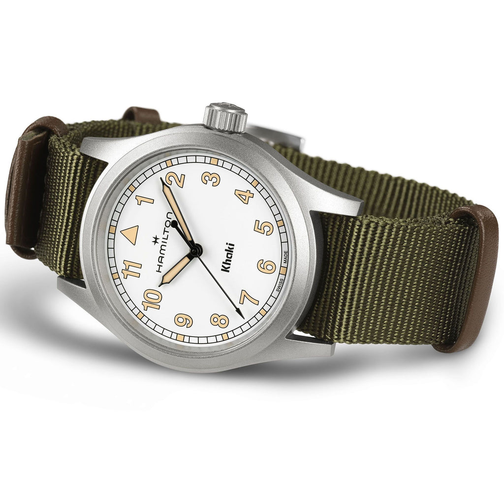 Hamilton Khaki Field Quartz 38mm White on Green Nato