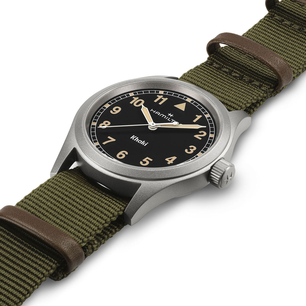 Hamilton Khaki Field Quartz 38mm Black on Green Nato