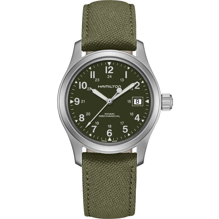 Hamilton Khaki Field Mechanical Green on Canvas Strap