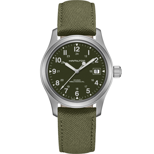 Hamilton Khaki Field Mechanical Green on Canvas Strap