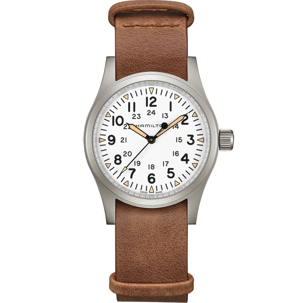 Hamilton Khaki Field Mechanical White Dial 38mm on Leather