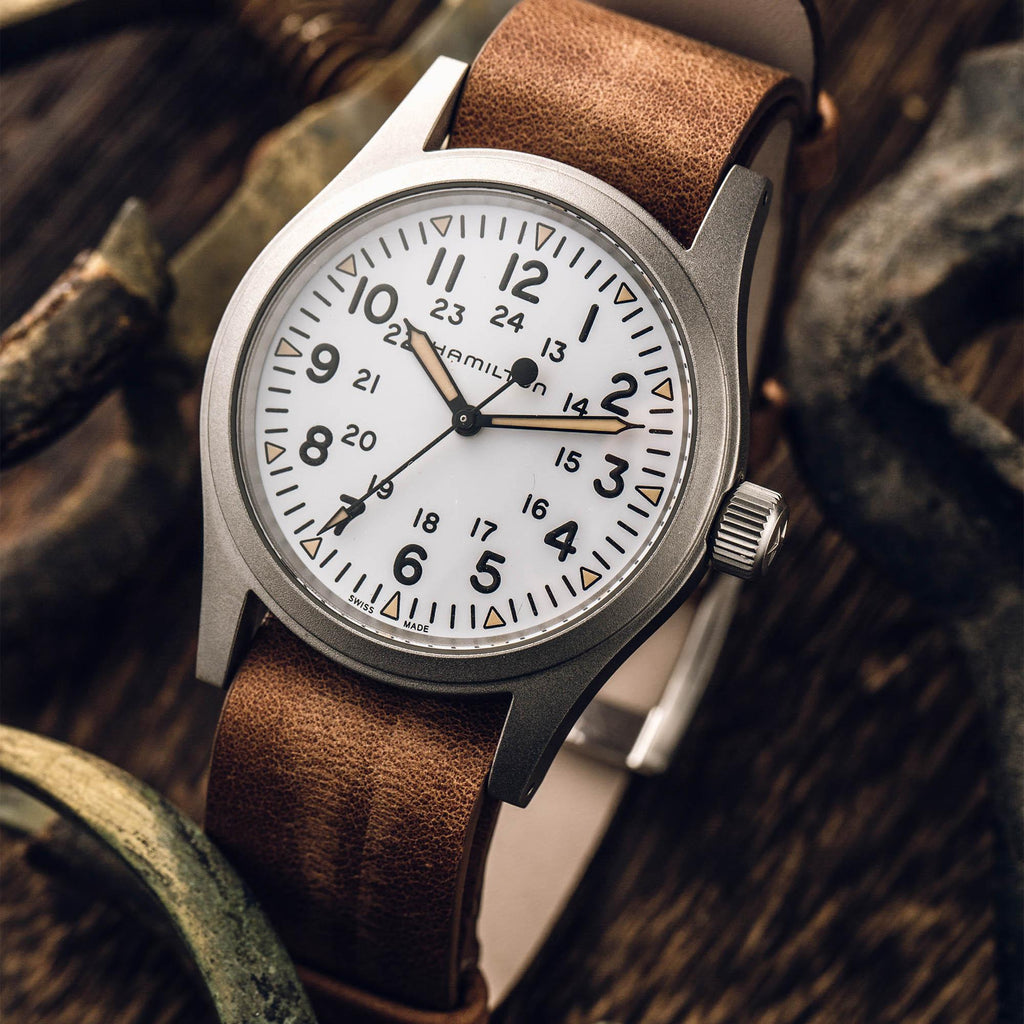 Hamilton Khaki Field Mechanical White Dial 38mm on Leather