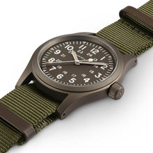 Load image into Gallery viewer, Hamilton Khaki Field Mechanical Earth coloured PVD on Green Canvas Strap