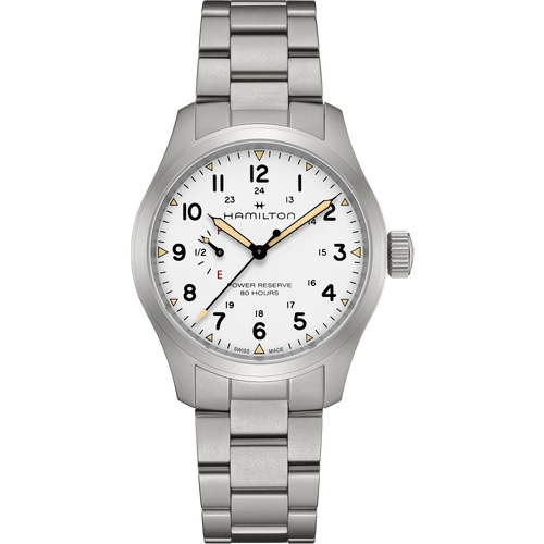 Hamilton Khaki Field Mechanical Power Reserve White on Bracelet 40mm
