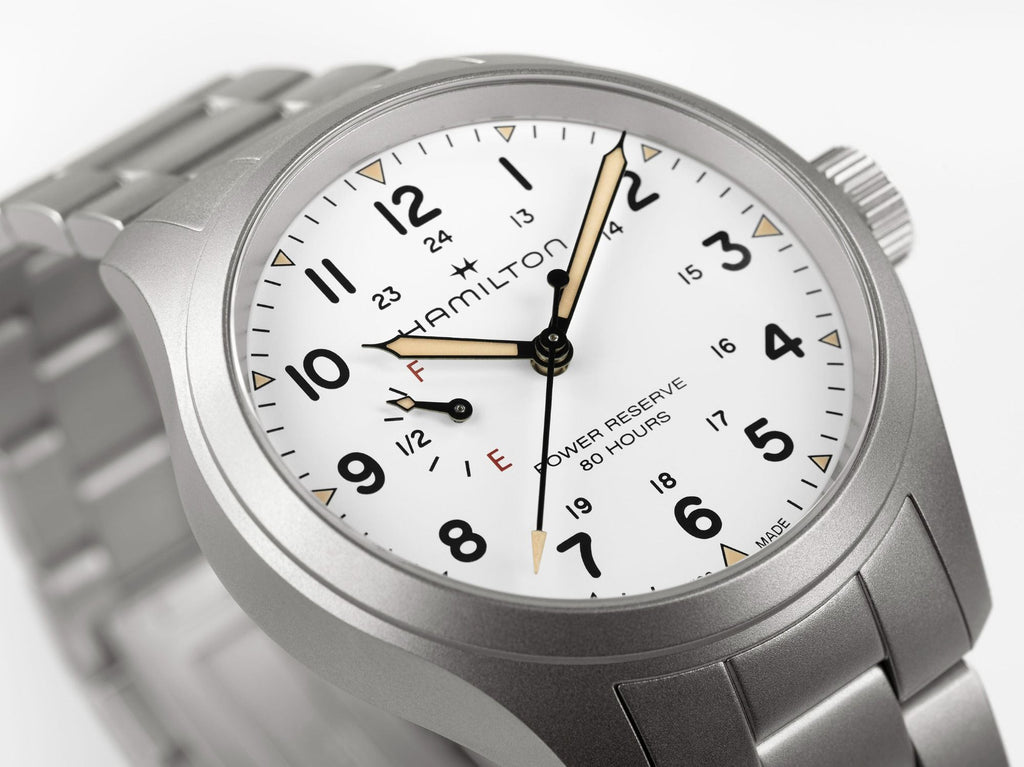 Hamilton Khaki Field Mechanical Power Reserve White on Bracelet 40mm