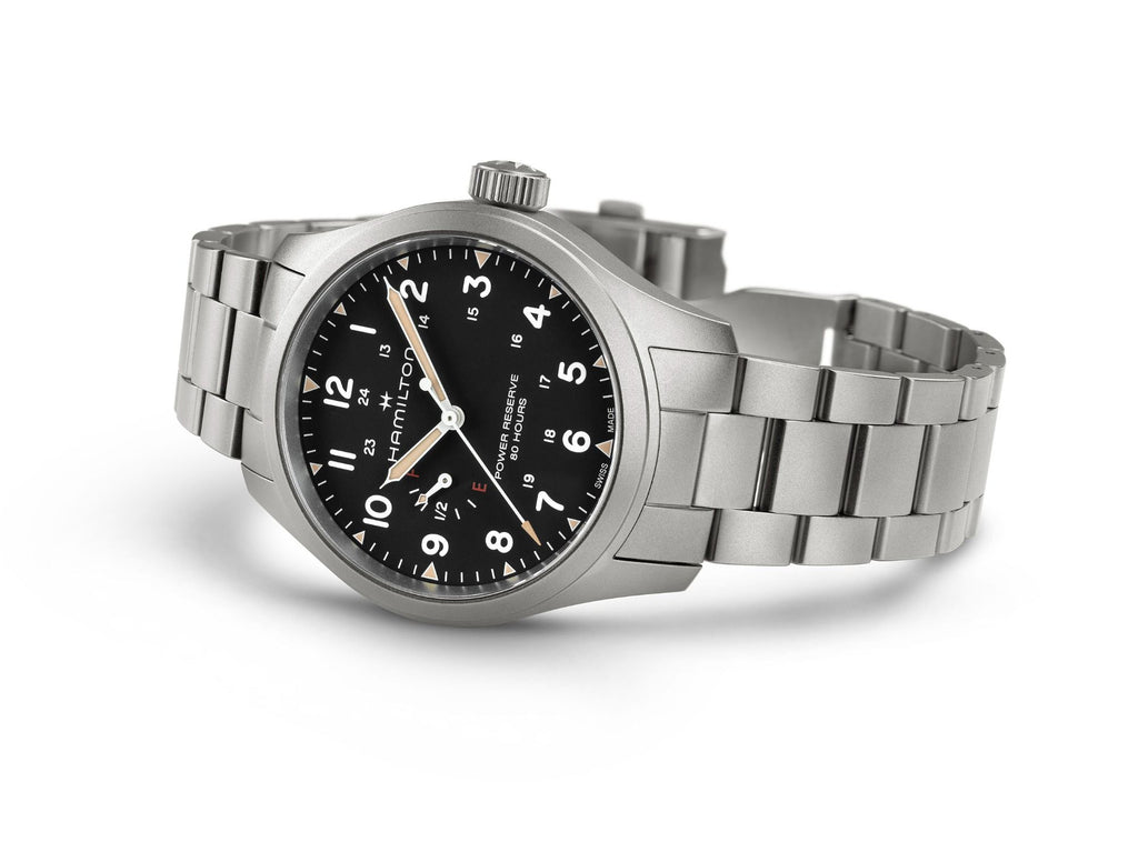 Hamilton Khaki Field Mechanical Power Reserve Black on Bracelet 40mm