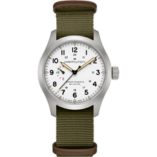 Load image into Gallery viewer, Hamilton Khaki Field Mechanical Power Reserve White on Nato Textile Strap 40mm