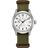 Hamilton Khaki Field Mechanical Power Reserve White on Nato Textile Strap 40mm