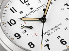 Load image into Gallery viewer, Hamilton Khaki Field Mechanical Power Reserve White on Nato Textile Strap 40mm