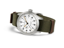 Load image into Gallery viewer, Hamilton Khaki Field Mechanical Power Reserve White on Nato Textile Strap 40mm