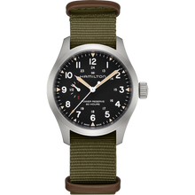Load image into Gallery viewer, Hamilton Khaki Field Mechanical Power Reserve Black on Nato Textile Strap 40mm