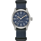 Hamilton Khaki Field Mechanical Power Reserve Blue on Nato Textile Strap 40mm