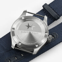Load image into Gallery viewer, Hamilton Khaki Field Mechanical Power Reserve Blue on Nato Textile Strap 40mm