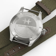 Load image into Gallery viewer, Hamilton Khaki Field Mechanical Power Reserve Green on Nato Textile Strap 40mm