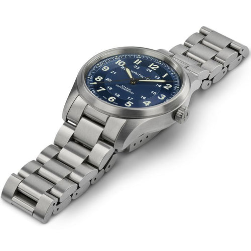 Hamilton Khaki Field Titanium Auto Blue on Bracelet 38mm