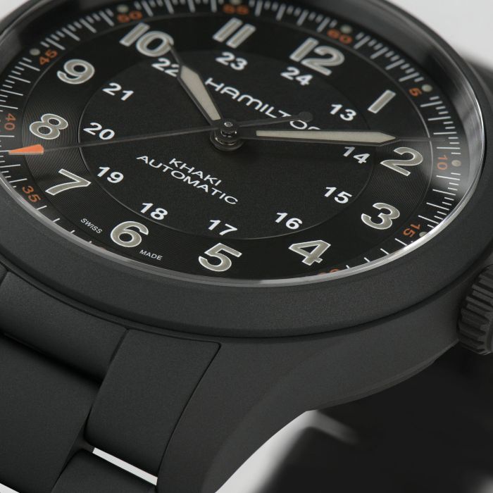 Hamilton Khaki Field Titanium Auto on Bracelet PVD Black 38mm