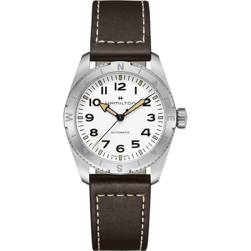 Hamilton Khaki Field Expedition Auto White on Leather 37mm