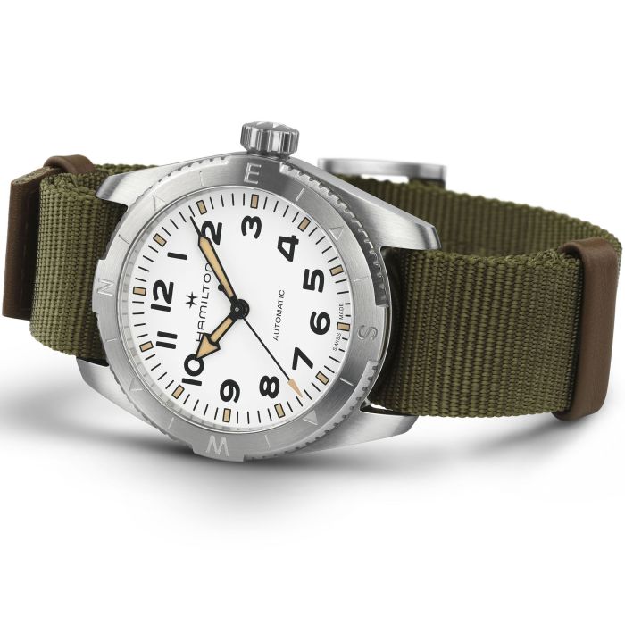 Hamilton Khaki Field Expedition Auto White on Nato 37mm