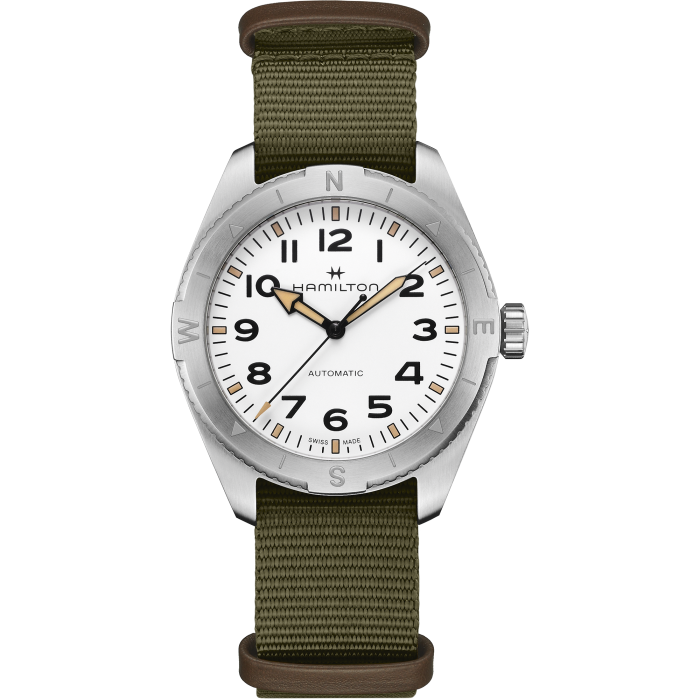 Hamilton Khaki Field Expedition Auto White on Gren Nato 41mm