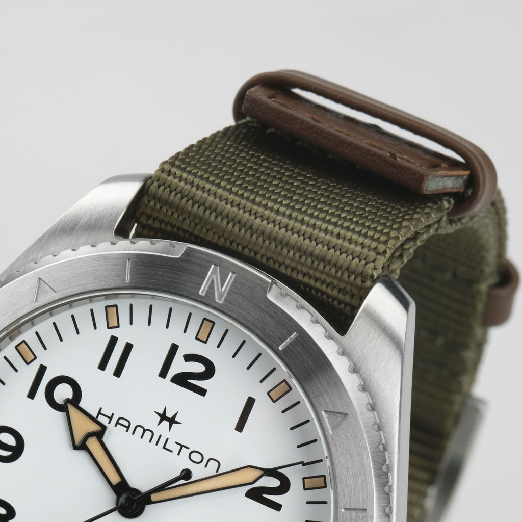 Hamilton Khaki Field Expedition Auto White on Gren Nato 41mm