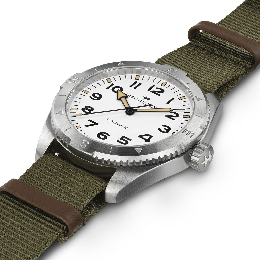 Hamilton Khaki Field Expedition Auto White on Gren Nato 41mm