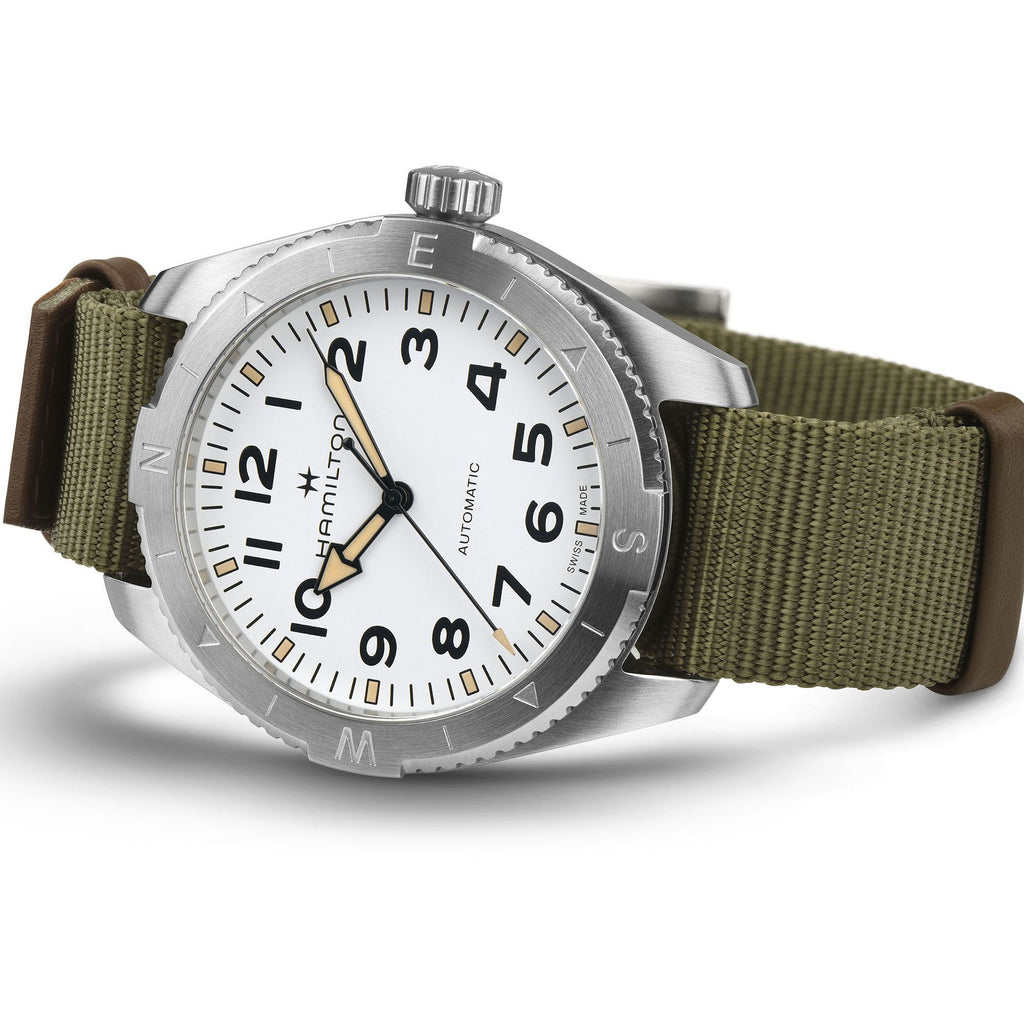 Hamilton Khaki Field Expedition Auto White on Gren Nato 41mm