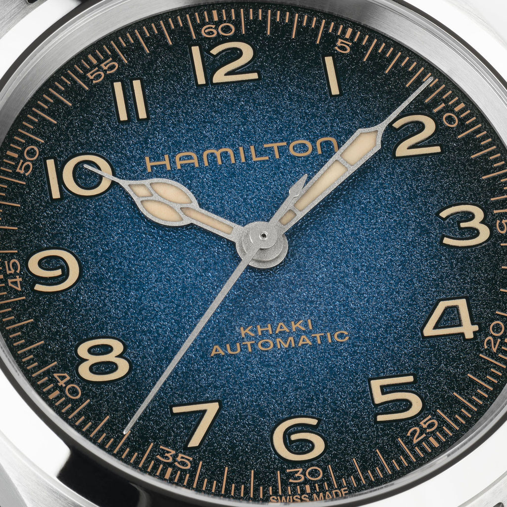 Hamilton Khaki Field Blue Murph 38mm on bracelet